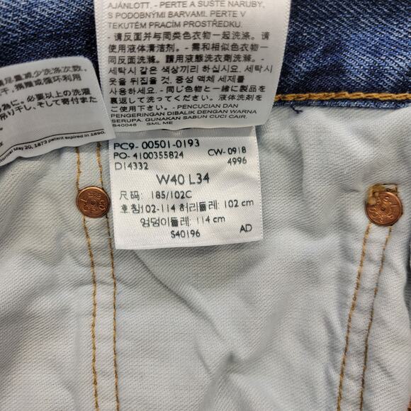 Levi’s 501 Original Fit Men’s 40x34 Blue Denim Button Fly Classic Jeans Preowned - Picture 8 of 9